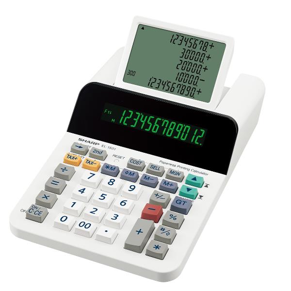 Calcolatrice scrivente EL 1501 - 12 cifre - display a 12 cifre - con uno LCD a 5 righe - EL1501 - Sharp