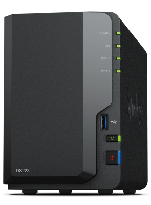 Synology Disk Station DS223 - Server NAS - 2 alloggiamenti - SATA 6Gb/s - RAID 0, 1, JBOD - RAM 2 GB - Gigabit Ethernet - iSCSI supporto