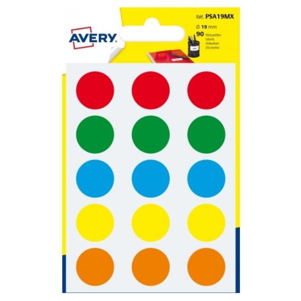 Avery - Etichetta con codice di colore autoadesiva - colori assortiti (pacchetto di 90)