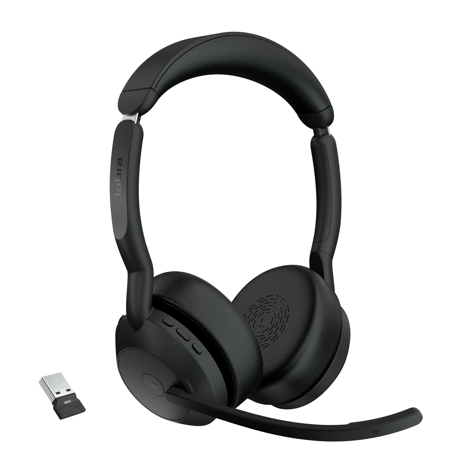 Jabra Evolve2 55 MS Stereo - Cuffie con microfono - on-ear - Bluetooth - senza fili - eliminazione rumore attivata - USB-A - nero - Zoom Certificato, Certificato per i team Microsoft, Cisco Webex Certified, Ottimizzato per UC, Certificato Alcatel-Lucent, Certificato Avaya, Certificato Unify, Certificato MFi, Certificato Google Meet, Certificato Amazon Chime, Certificato Google Fast Pair