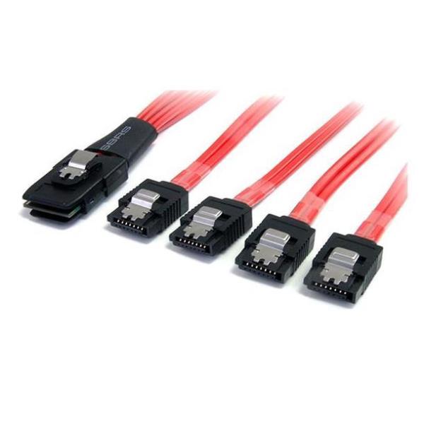 StarTech.com Cavo SAS Serial Attached SCSI 50 cm - SFF-8087 a 4 Latching SATA - Cavo SATA / SAS - Serial ATA 150/300/600 - 4 vie - SATA (R) a MultiLane Mini 4i 36 pin (P) - 50 cm - chiusura aggancio - rosso