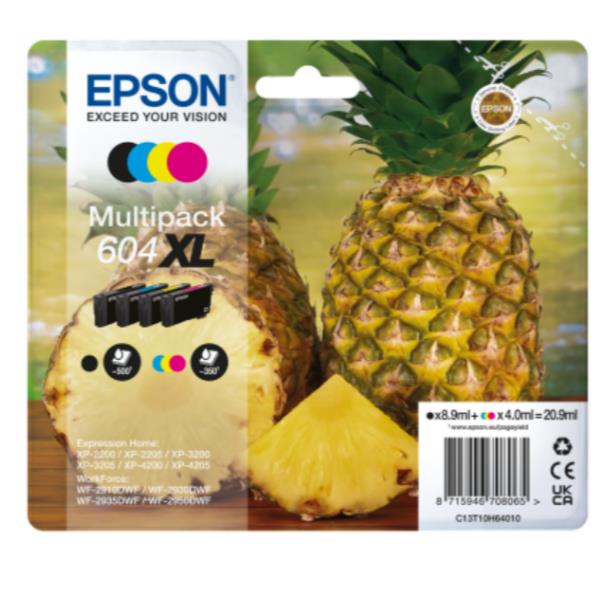 Epson 604XL Multipack - Confezione da 4 - XL - nero, giallo, ciano, magenta - originale - blister con radiofrequenza / allarme acustico - cartuccia d'inchiostro - per Expression Home XP-2200, 2205, 3200, 3205, 4200, 4205; WorkForce WF-2910, 2930, 2935, 2950