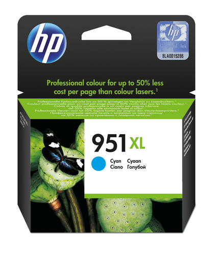 HP 951XL - Alta resa - ciano - originale - Officejet - cartuccia d'inchiostro - per Officejet Pro 251dw, 276dw, 8100, 8600, 8600 N911a, 8610, 8615, 8616, 8620, 8625, 8630