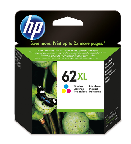 HP 62XL - Alta resa - colore (ciano, magenta, giallo) - originale - cartuccia d'inchiostro - per ENVY 55XX, 56XX, 76XX; Officejet 200, 250, 252, 57XX, 8040