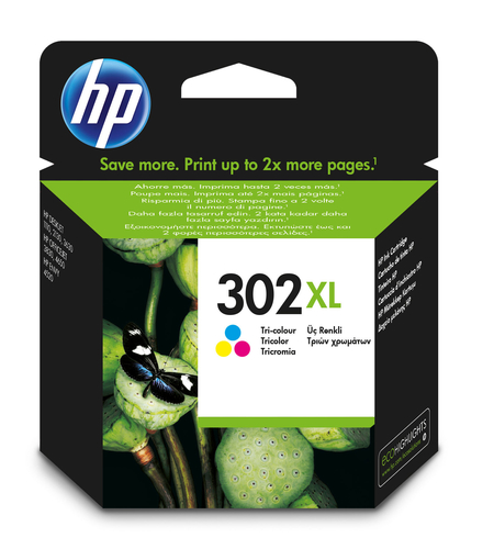HP 302XL - 8 ml - Alta resa - colore (ciano, magenta, giallo) - originale - cartuccia d'inchiostro - per Deskjet 11XX, 21XX, 36XX; Envy 451X, 452X; Officejet 38XX, 46XX, 52XX
