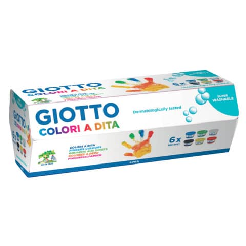 Colori a dita - 100 ml - colori assortiti - Giotto - conf. 6 pezzi