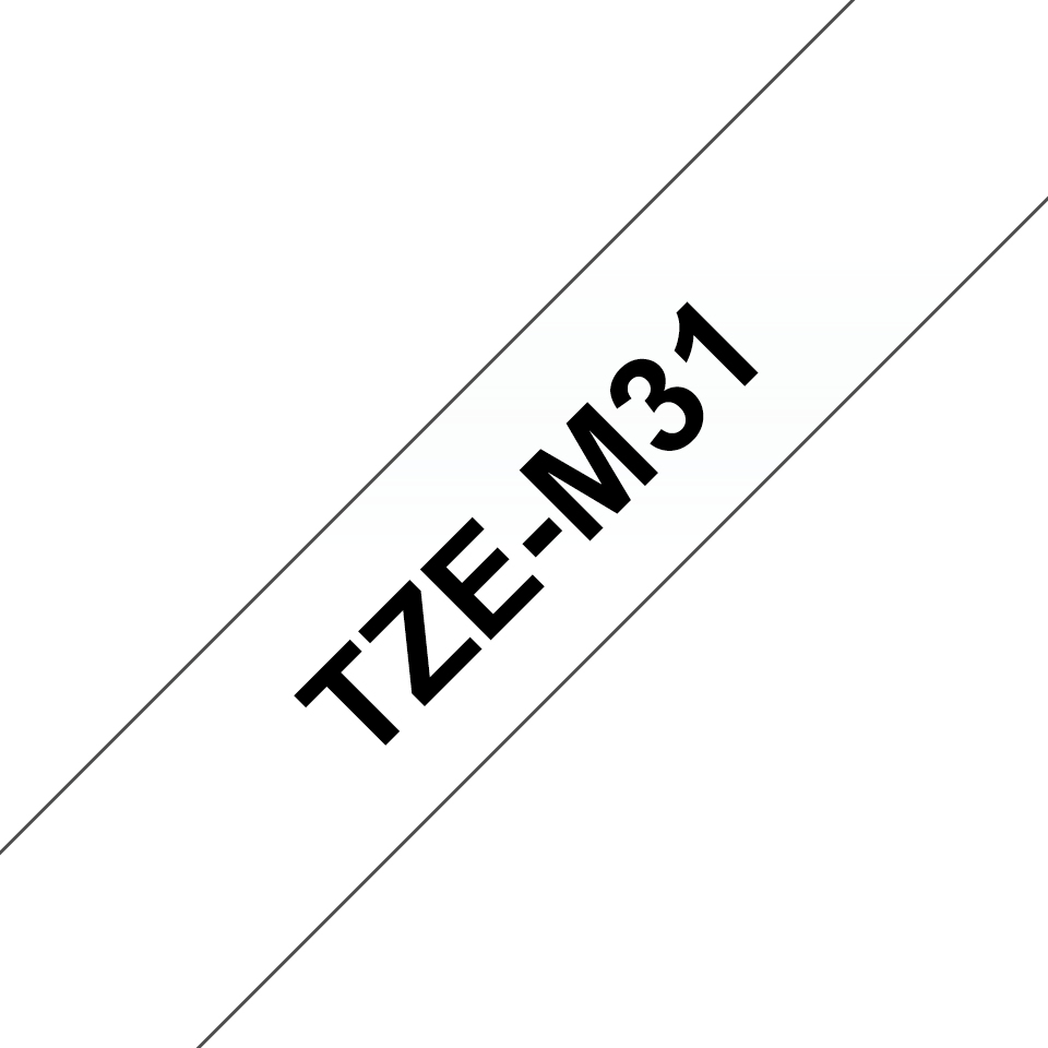 NASTRO LAMINATO TZE SFONDO TRASPARENTE OPACO E SCRITTA NERA DA 12MM X 8M DI LUNGHEZZA