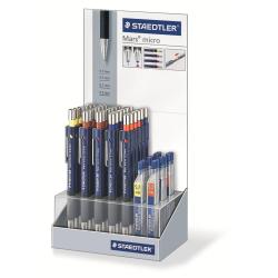 Portamine Mars Micro blu 0.7 mm impugnatura in caucciù clip pulsantino e puntale in metallo gommino e mine HB