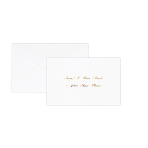 Biglietto natale con busta - 9 x 14 cm - stampa oro - bianco - Sadoch