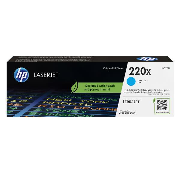 HP 220X - Alta resa - ciano - originale - LaserJet - scatola - cartuccia toner (W2201X) - per Color LaserJet Pro MFP 4301, MFP 4303