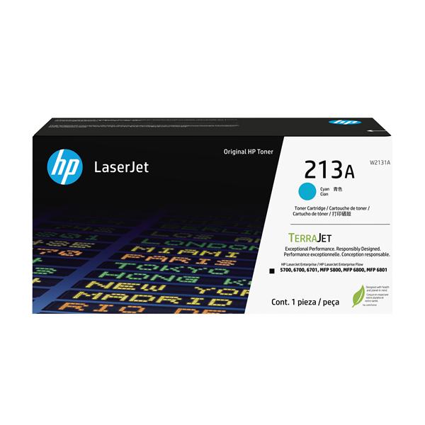 HP 213A - Alta capienza - ciano - originale - LaserJet - cartuccia toner (W2131A) - per Color LaserJet Enterprise 5700dn, 6700dn, MFP 5800dn, MFP 6800dn