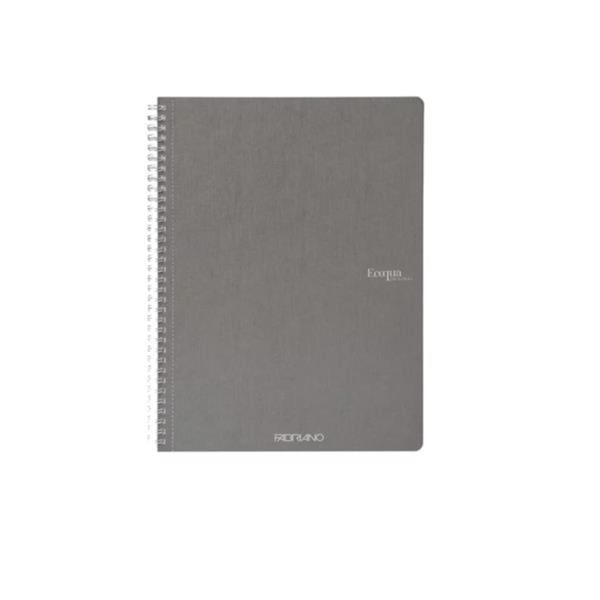 Fabriano EcoQua Original - Blocco a spirale - rilegatura a spirale - A4 - 70 fogli / 140 pagine - carta avorio - righe - copertina antracite - carta Sirio Denim (pacchetto di 5)
