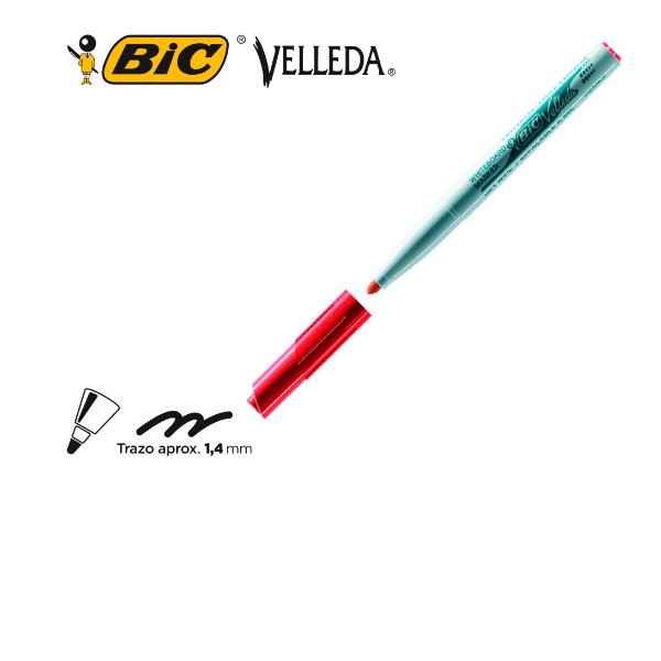 Bic Whiteboard Marker Velleda 1741 rosso punta tonda ultra-resistente tratto 1 4 mm -Bic- fusto in plastica facile da impugnare (conf.12)