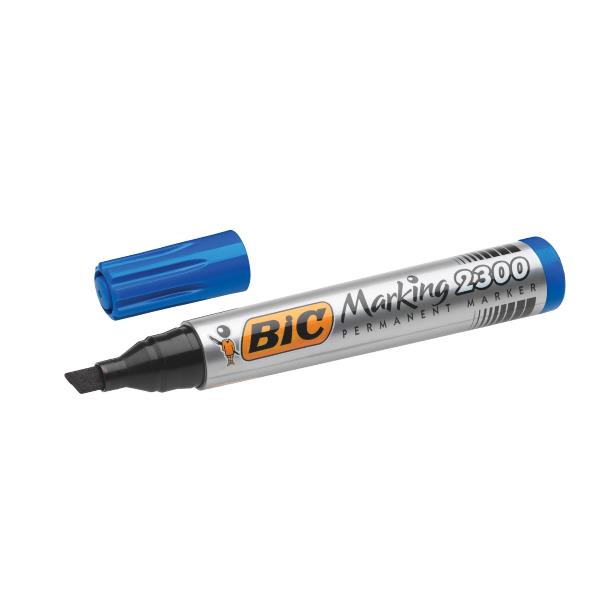 Bic Marking 2300 astuccio x quattro assortito punta scalpello (3 7mm-5 5mm)-Bic- fusto in plastica design conico (Conf. 4 pz)