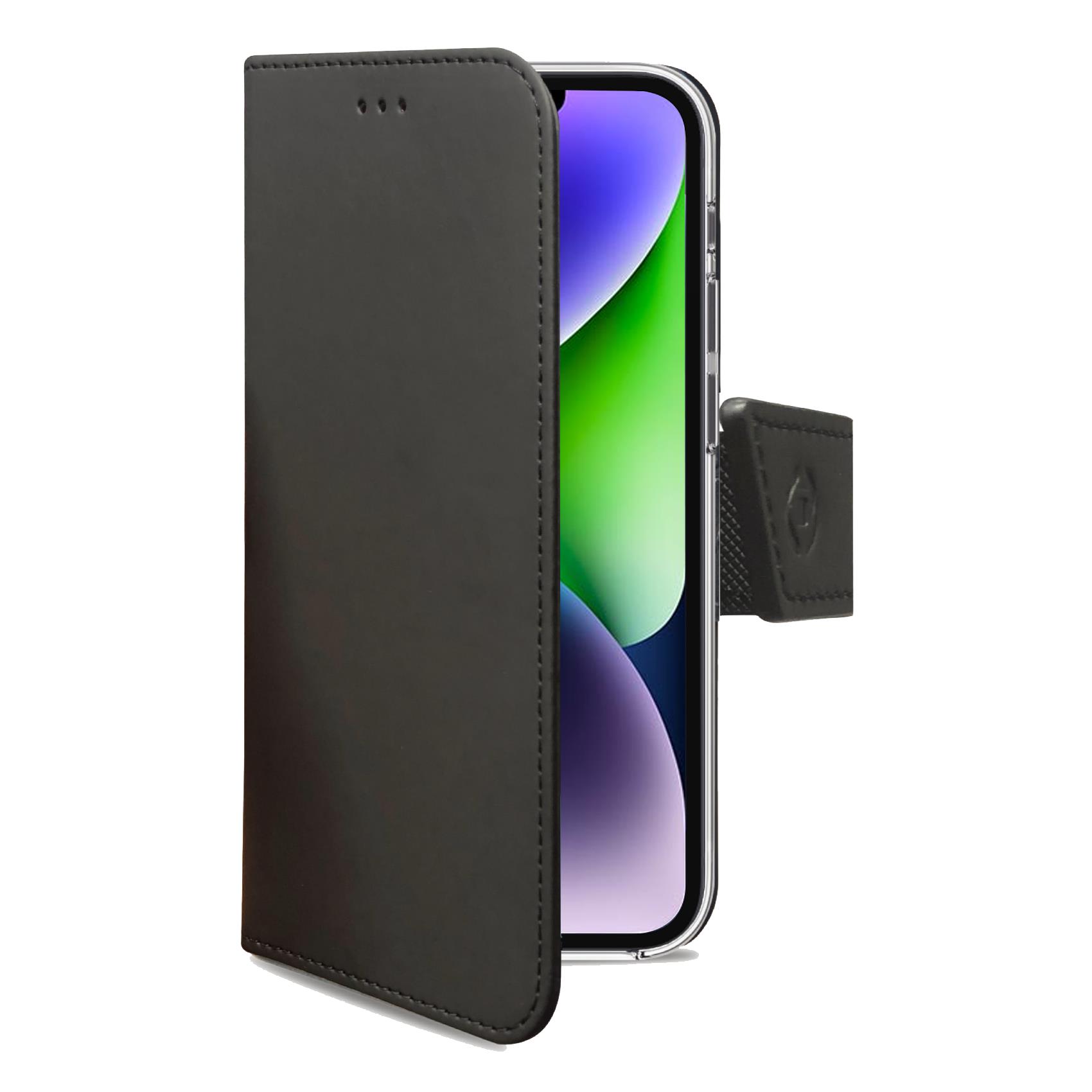 Celly Wally - Flip cover per cellulare - similpelle - nero - per Apple iPhone 14 Plus