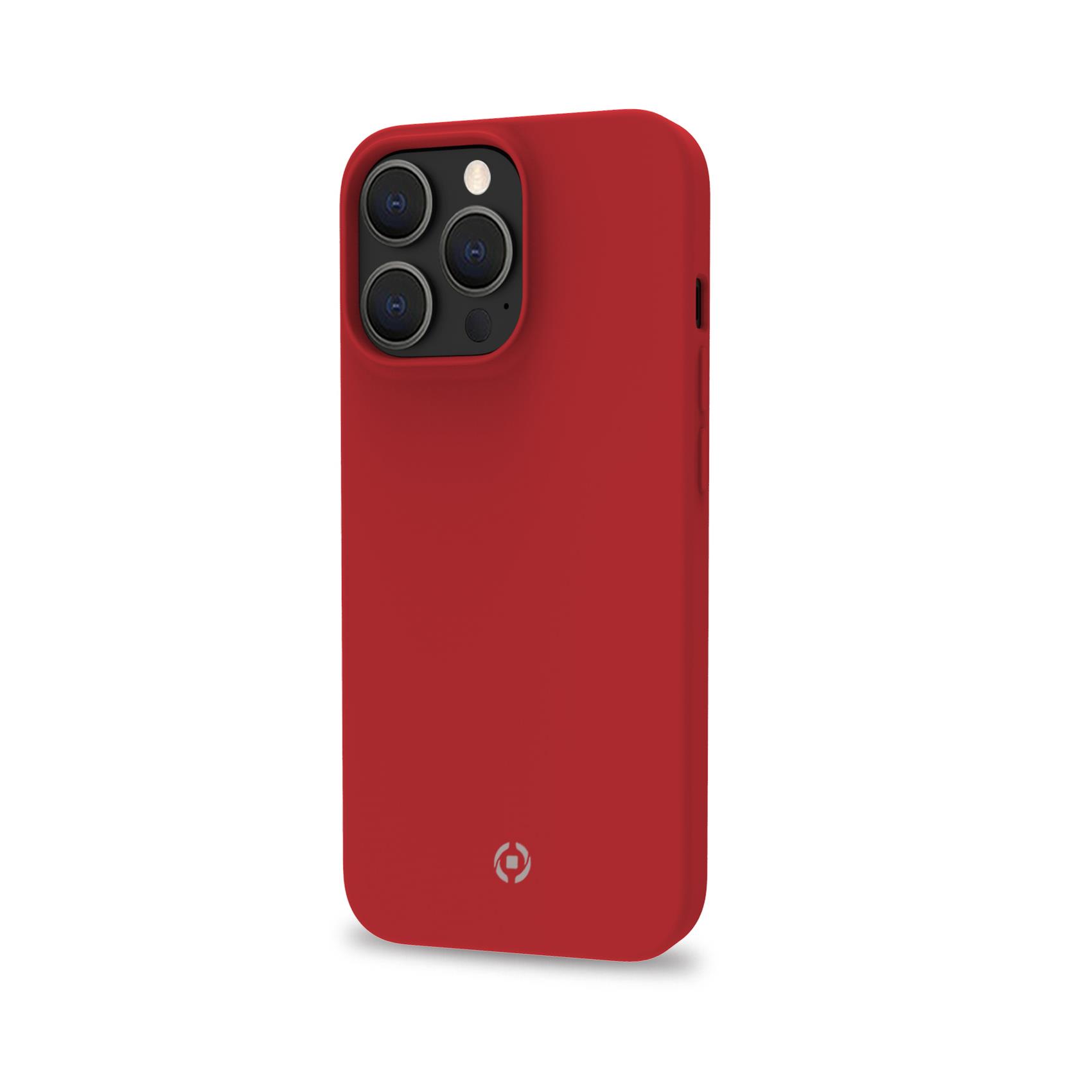 Celly Cromo - Cover per cellulare - TPU (poliuretano termoplastico), rivestimento in silicone - rosso - per Apple iPhone 14 Pro Max