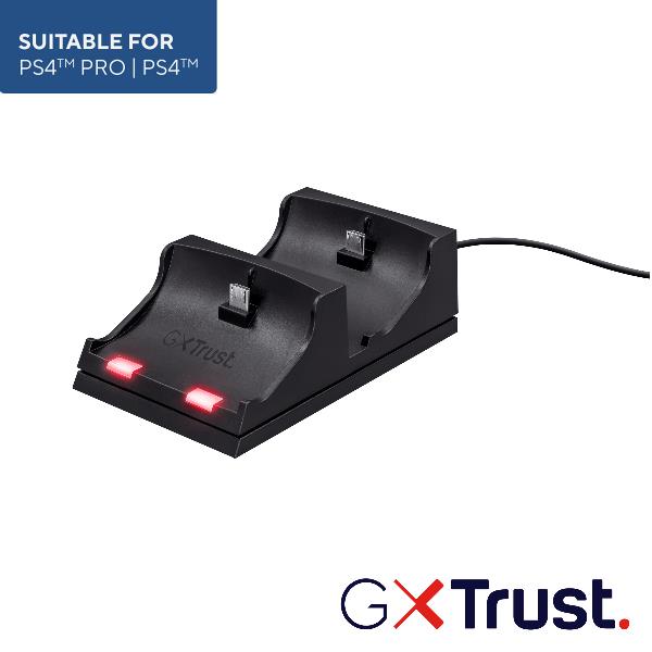 Trust GXT 235 Duo Charging Dock - Base di ricarica - 2 connettori di uscita (Micro-USB Tipo B) - sul cavo: Micro-USB - per Sony DualShock 4, 4 v2