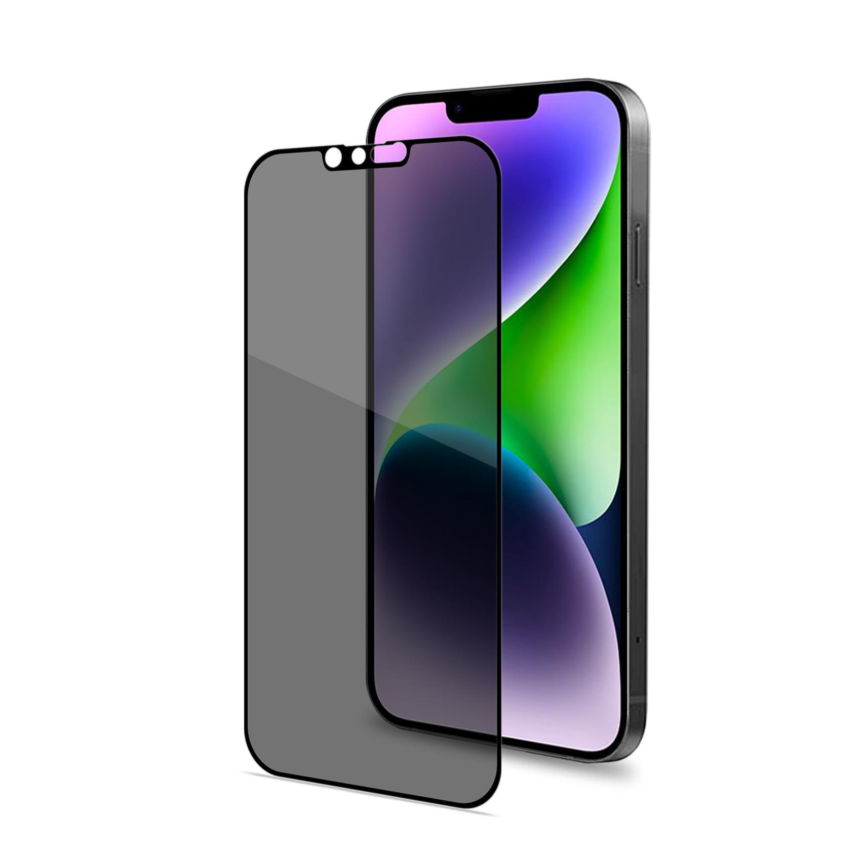 Celly Privacy Full Glass - Protezione per schermo per telefono cellulare - 3D - vetro - con filtro privacy - A due vie - colore telaio nero - per Apple iPhone 14 Plus