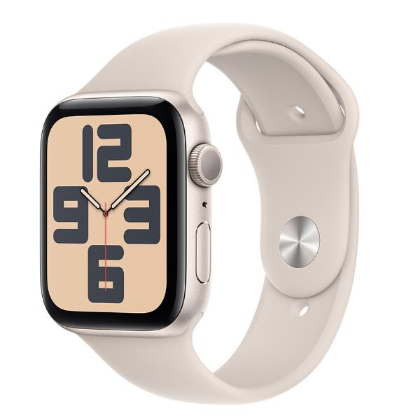 Apple Watch SE (GPS) - 2ª generazione - 44 mm - starlight aluminum - smartwatch con fascia sportiva - fluoroelastomero - starlight - dimensione della fascia: M/L - 32 GB - Wi-Fi, Bluetooth - 32.9 g