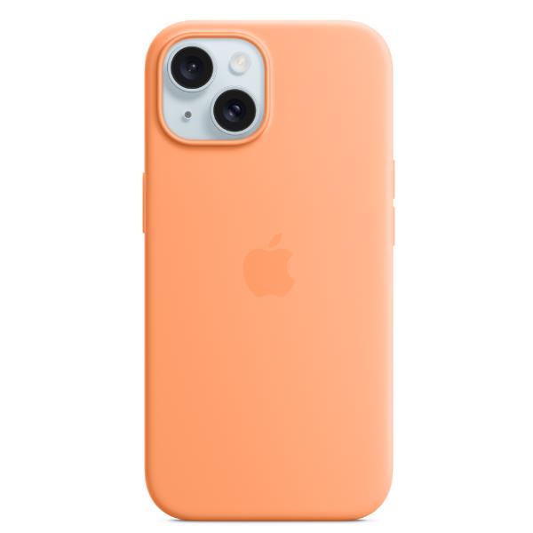 Apple - Cover per cellulare - compatibile MagSafe - silicone - sorbetto all'arancio - per iPhone 15 Plus