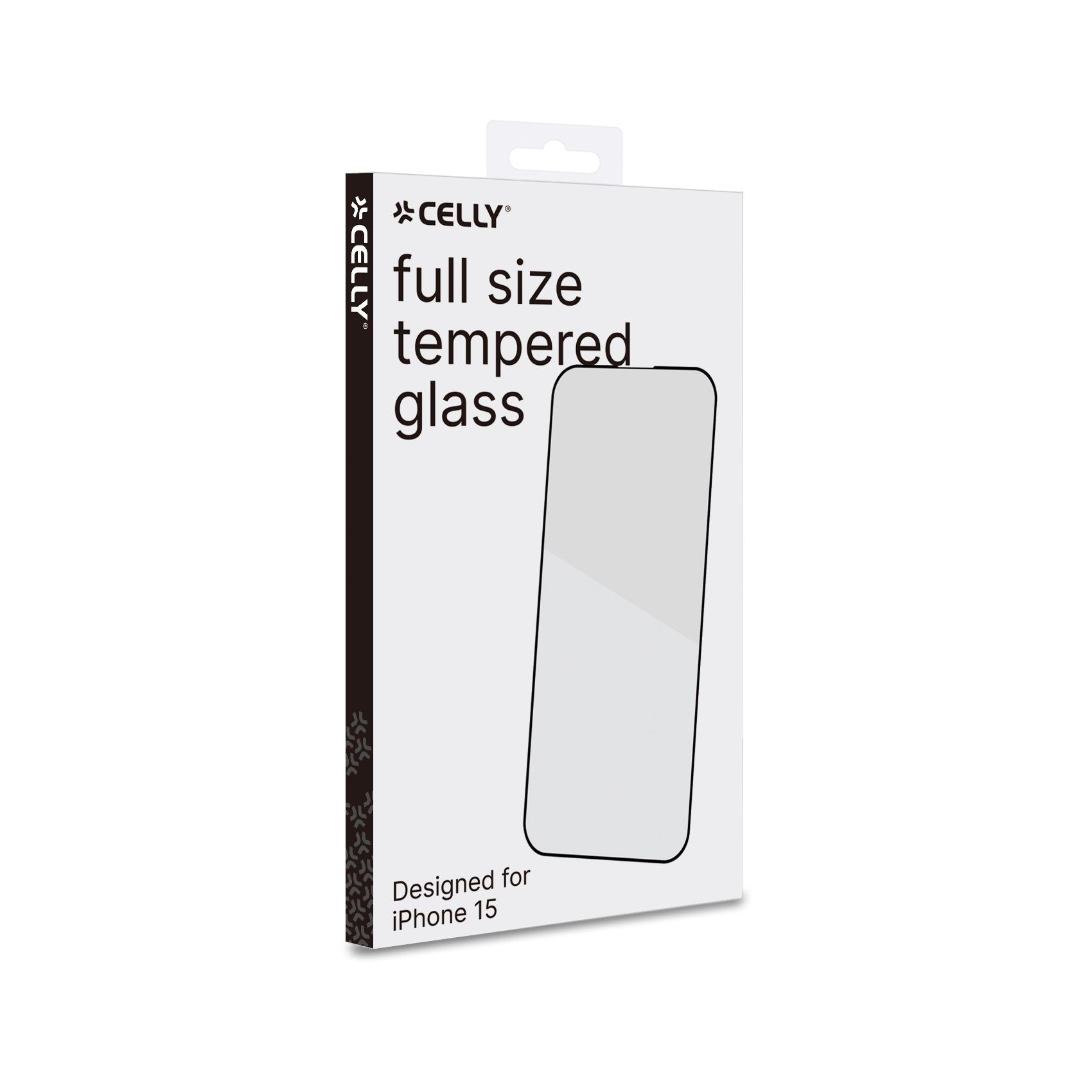 Celly Full Glass - Protezione per schermo per telefono cellulare - vetro - colore telaio nero - per Apple iPhone 15
