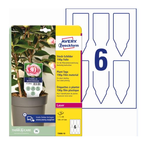 Avery Zweckform - Poliestere - frosted - micro-perforato - bianco - 128 x 47 mm 60 etichette (10 foglio(i) x 6) etichette