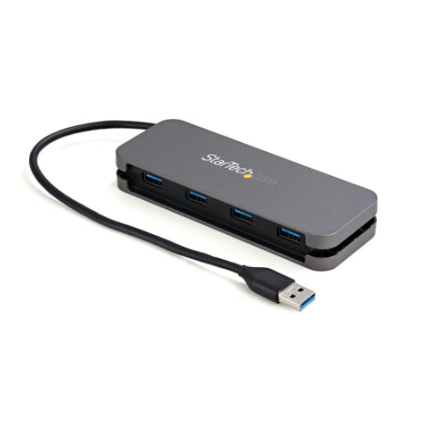 StarTech.com Hub USB 3.0 a 4 porte da USB-A a 4x USB-A - 5Gbps portatile - USB alimentato via bus con cavo integrato 28cm (HB30AM4AB) - Hub - 4 x USB 3.2 Gen 1 - desktop