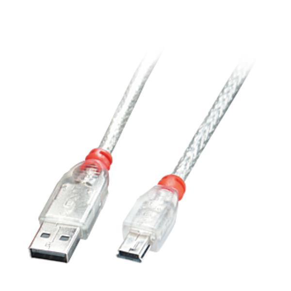 Lindy - Cavo USB - USB (M) a mini-USB Type B (M) - USB 2.0 - 5 m - stampato - trasparente
