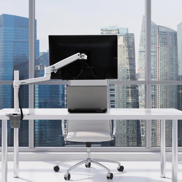 Ergotron LX - Kit montaggio (braccio snodato) - per Monitor - Alluminio, acciaio - bianco - dimensione schermo: fino a 32" - montabile su desk