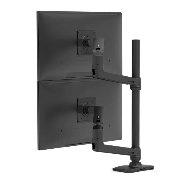 Ergotron LX - Kit montaggio (perno verticale alto, braccio a doppio impilamento) - per 2 display LCD - nero opaco - dimensione schermo: fino a 40" - montabile su desk