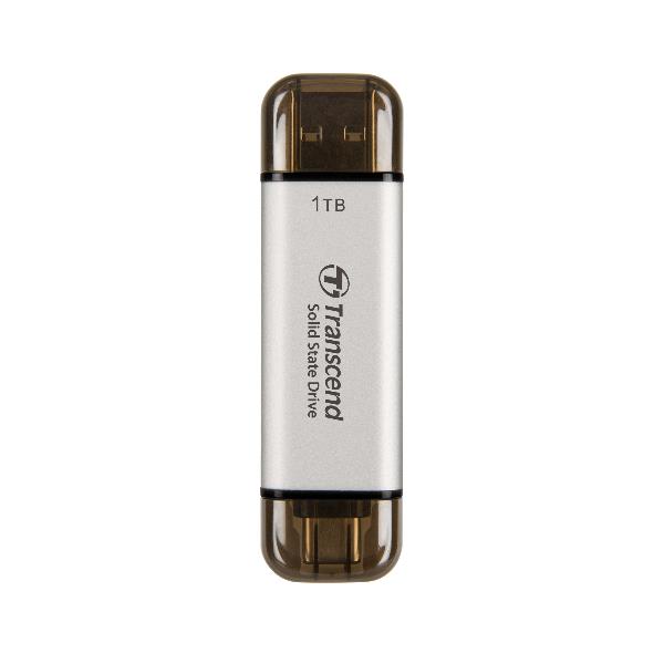 Transcend ESD310 - SSD - 1 TB - esterno (portatile) - USB 3.2 Gen 2x1 (USB-C connettore) - argento
