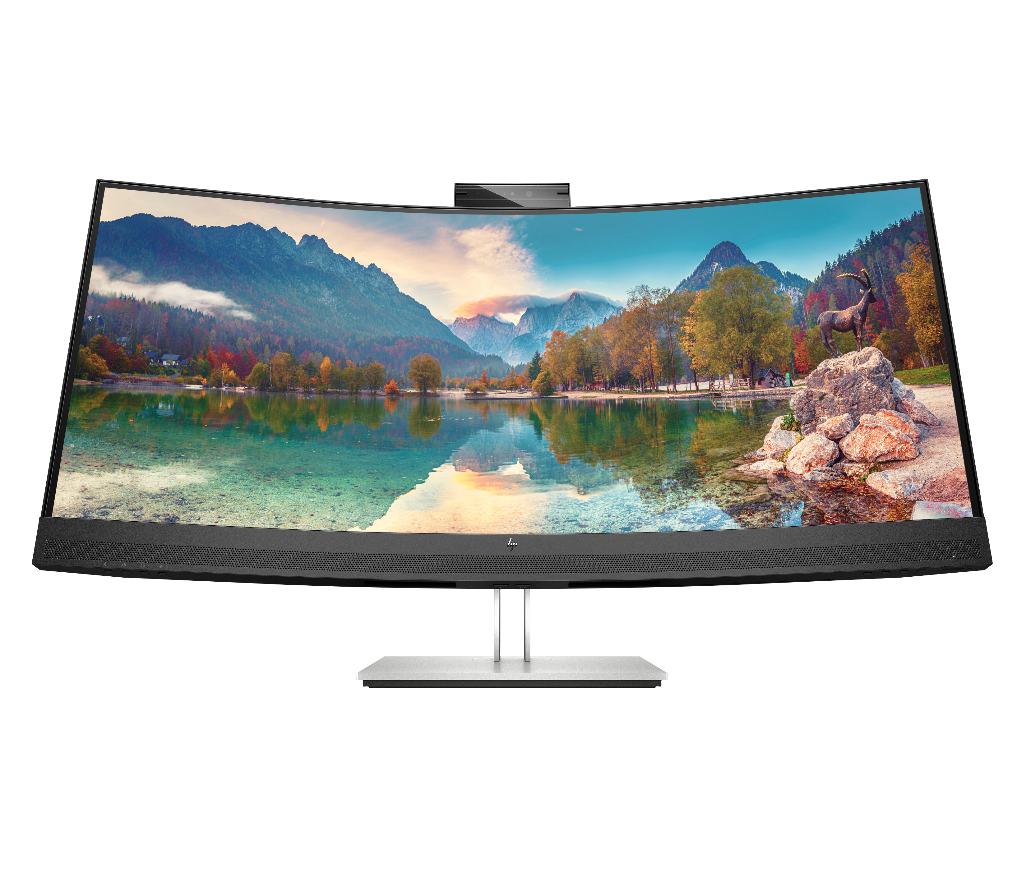 HP E34m G4 Conferencing Monitor - E-Series - monitor a LED - curvato - 34" - 3440 x 1440 WQHD @ 75 Hz - VA - 400 cd/m² - 3000:1 - 5 ms - HDMI, DisplayPort, USB-C - altoparlanti - argento (supporto), testa utensile nera