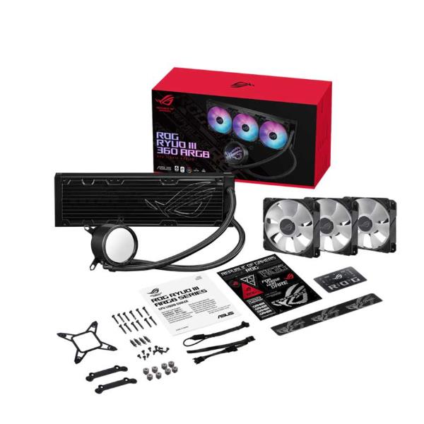 ASUS ROG RYUO III 360 ARGB - Sistema di raffreddamento a liquido del processore - Dimensione radiatore: 360 mm - (per: AM4, LGA1200, LGA1700, AM5, LGA115x Socket) - base in rame - 120 mm - nero
