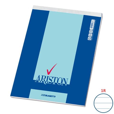 Blasetti ARISTON - Blocco punto metallico - rilegatura a nastro - A4 - 70 fogli / 140 pagine - extra bianco - a righe - disponibile in colori assortiti - cartone
