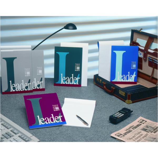Blasetti Leader - Blocco note incollato - A4 - 90 fogli / 180 pagine - extra bianco - neutro - disponibile in colori assortiti - cartone