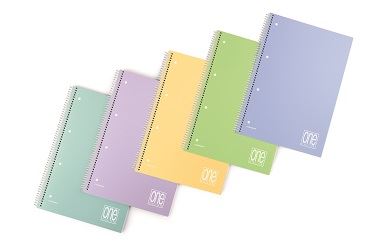 Blasetti One Color Pastello - Taccuino - rilegatura a spirale - A5 - 80 fogli / 160 pagine - a righe - 4 fori - disponibile in colori assortiti - polipropilene (PP)