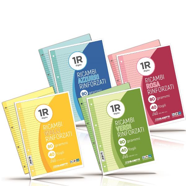 Blasetti RICAMBI - Refill - A4 - 40 fogli / 80 pagine - verde - quadretti - 4 fori