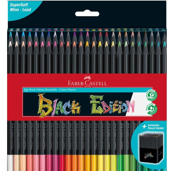 Faber-Castell Black Edition - Pastello colorato - colori brillanti assortiti (pacchetto di 50)