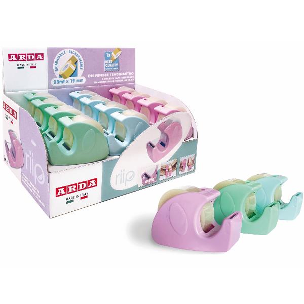 ARDA - Dispenser con nastro ufficio - a mano - 19 mm x 33 m - assortiti (pacchetto di 24)