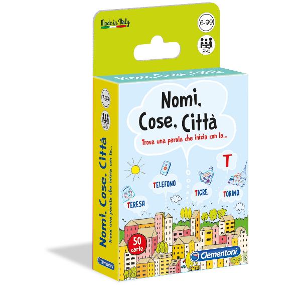 Clementoni - Nomi, Cose, Città - gioco di carte, gioco di indovinelli - 50 pezzi