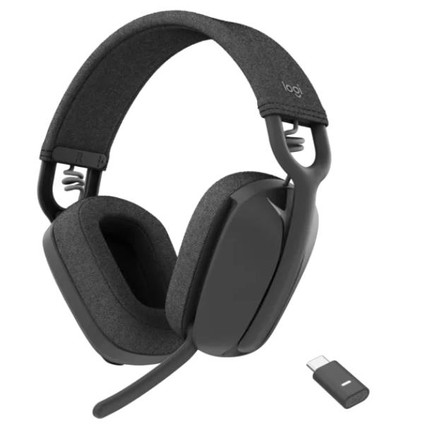 Logitech Zone Vibe Wireless - Cuffie con microfono - dimensione completa - Bluetooth - senza fili - USB-C tramite adattatore Bluetooth - grafite - Ottimizzato per UC