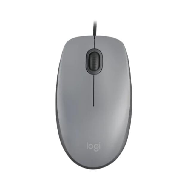Logitech M110 Silent - Mouse - per destrorsi e per sinistrorsi - ottica - 3 pulsanti - cablato - USB-A - grigio medio