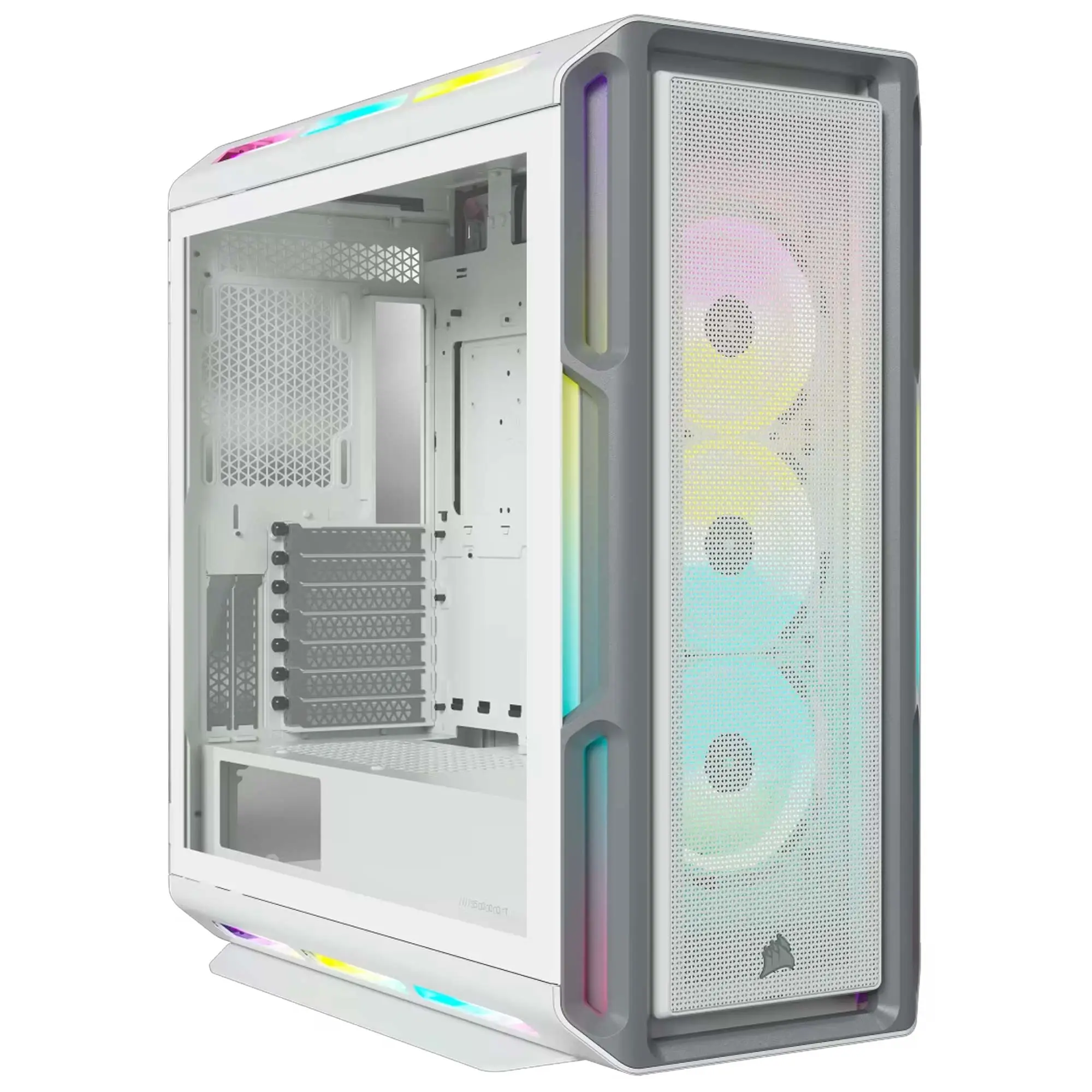 CORSAIR iCUE 5000T RGB - Mid tower - ATX esteso - pannello laterale finestrato (vetro temperato) - senza alimentazione (ATX) - bianco - USB/Audio