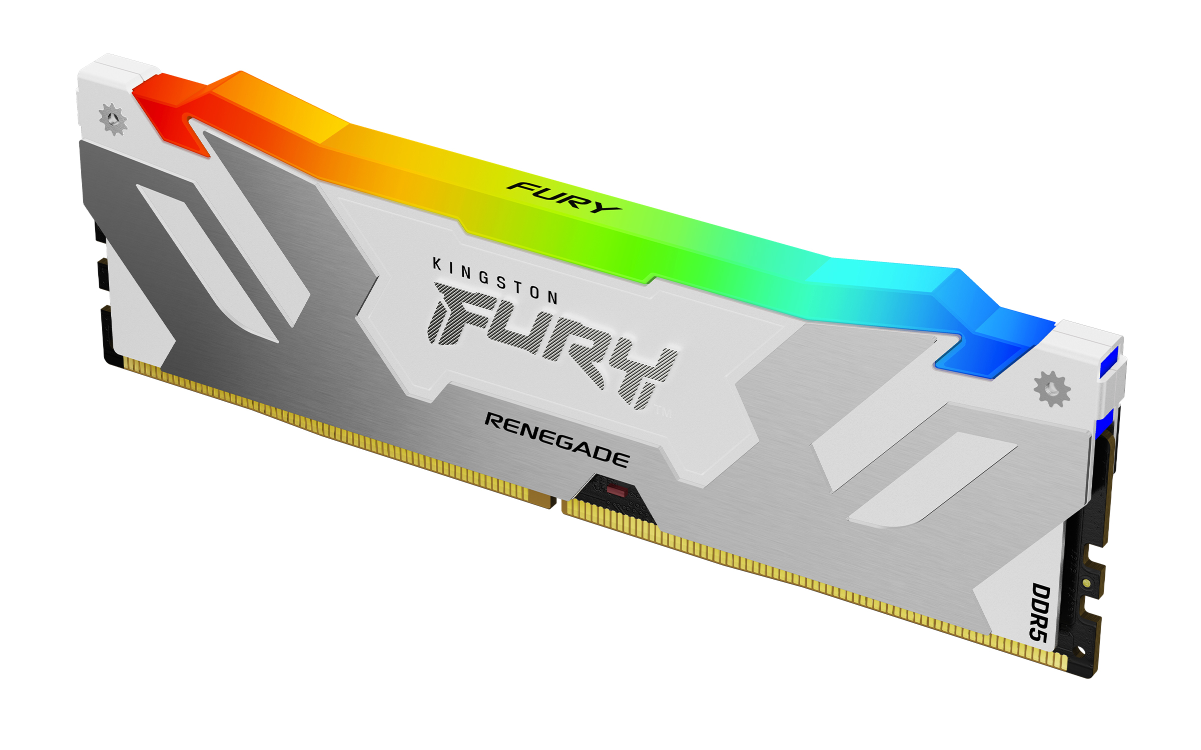 Kingston FURY Renegade RGB - DDR5 - modulo - 16 GB - DIMM 288-PIN - 7600 MHz / PC5-60800 - CL38 - 1.45 V - senza buffer - on-die ECC - bianco e argento