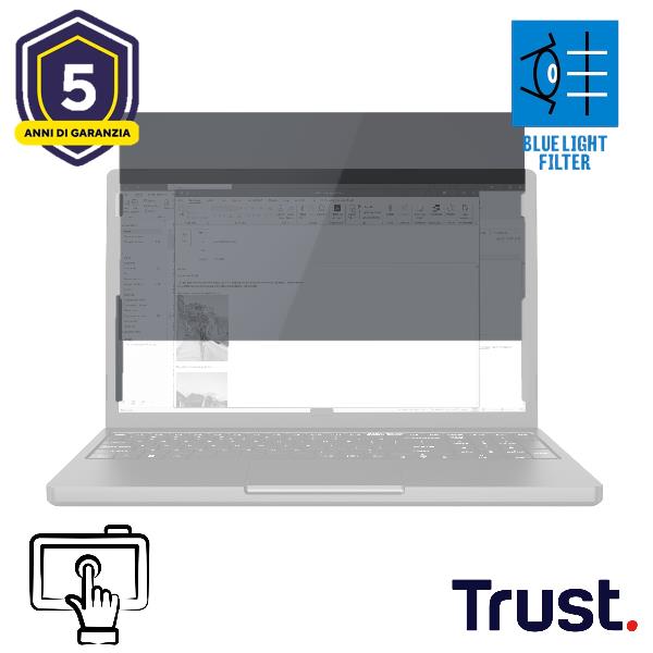 Trust Primo - Filtro privacy notebook - montaggio a slitta - 15.6" - nero