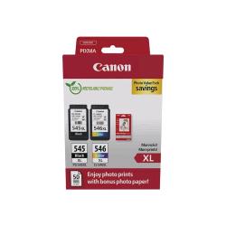 Canon PG-545XL/CL-546XL Photo Paper Value Pack - Confezione da 2 - Alta resa - nero, colore (ciano, magenta, giallo) - originale - confezione da appendere - kit cartuccia inchiostro/carta - per PIXMA TR4551, TR4650, TR4651, TS3350, TS3351, TS3352, TS3355, TS3450, TS3451, TS3452