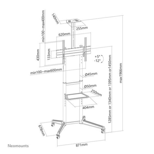 Neomounts by Newstar FL50-550BL1 - Carrello - per pannello piatto/impianto AV - nero - dimensione schermo: 37"-70"