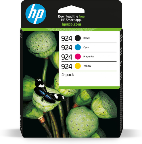 HP 924 - Confezione da 4 - nero, giallo, ciano, magenta - originale - cartuccia d'inchiostro