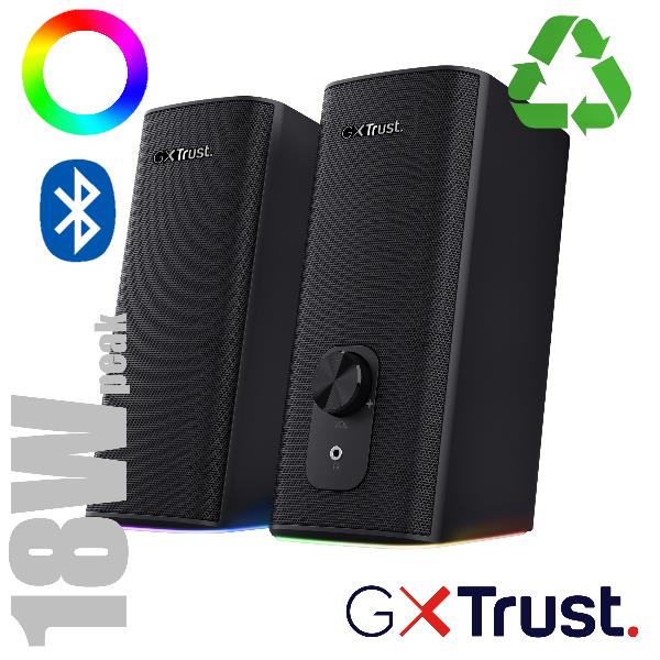 Trust GXT 612 CETIC - Altoparlanti - per PC - canale 2.0 - senza fili - Bluetooth - USB - 10 Watt (Totale) - nero