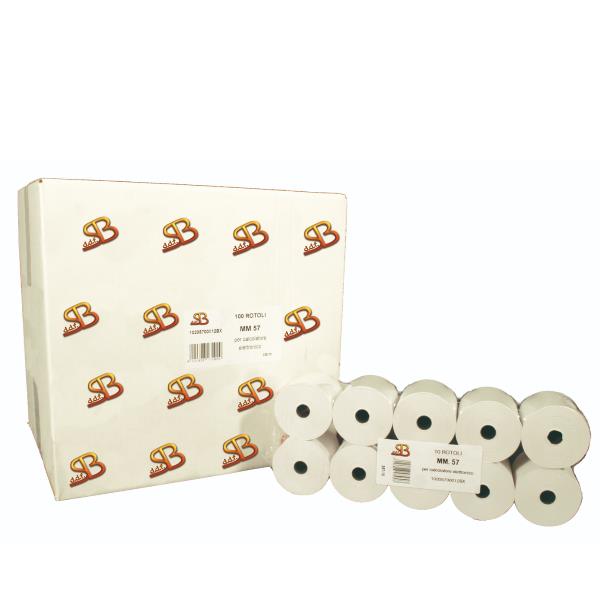 Rotolo per calcolatrice - 57 mm x 28 m - 55 gr - diametro esterno 58 mm - anima 12 mm - carta neutra - Sabacart - blister 10 pezzi